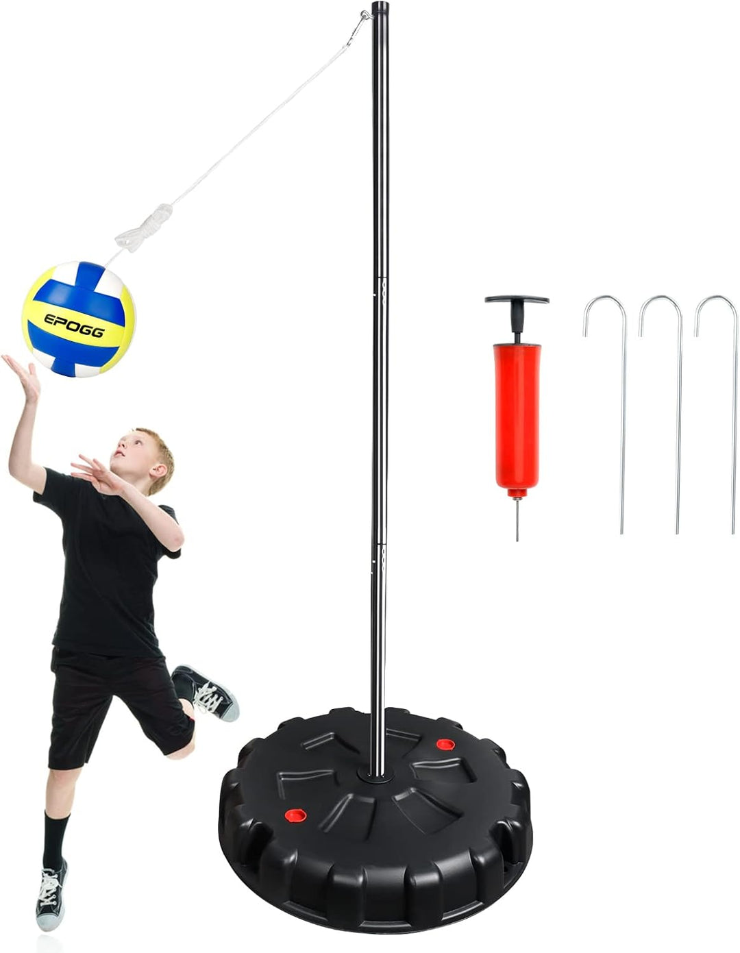 Portable Tetherball Set with Sturdy Base, Tether Ball and Rope with Heavy Duty Poles