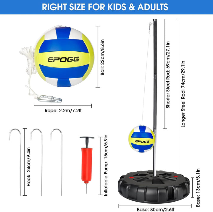 Portable Tetherball Set with Sturdy Base, Tether Ball and Rope with Heavy Duty Poles
