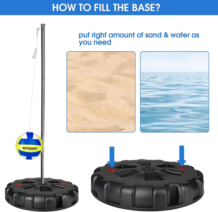 Portable Tetherball Set with Sturdy Base, Tether Ball and Rope with Heavy Duty Poles