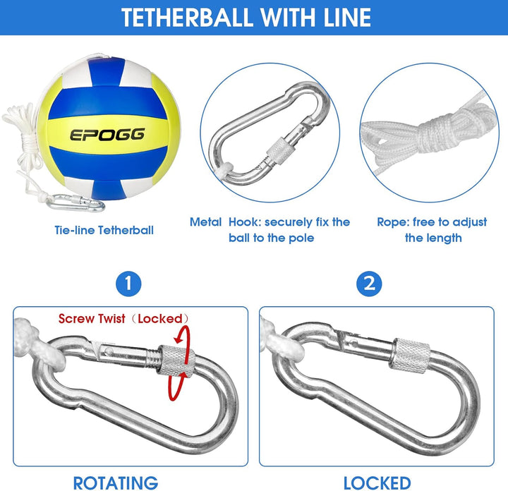 Portable Tetherball Set with Sturdy Base, Tether Ball and Rope with Heavy Duty Poles