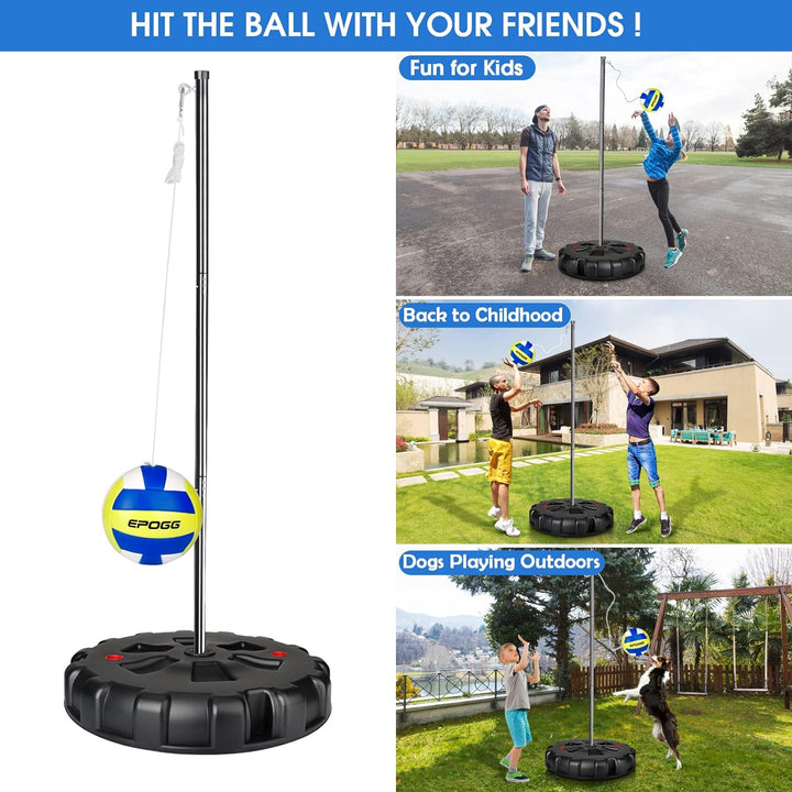Portable Tetherball Set with Sturdy Base, Tether Ball and Rope with Heavy Duty Poles