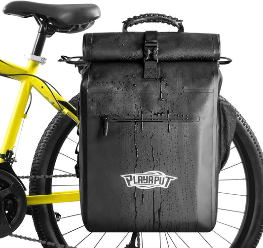PLAYAPUT 3 IN 1 Bike Bag,25-32L Large Capacity Bike Pannier Bag,Waterproof Bike Bags For Bicycles Rear Rack,Shoulder Bag Big Rear Bag,Bike Panniers & Rack Trunks For Cycling Traveling Commuting - PlayaPut
