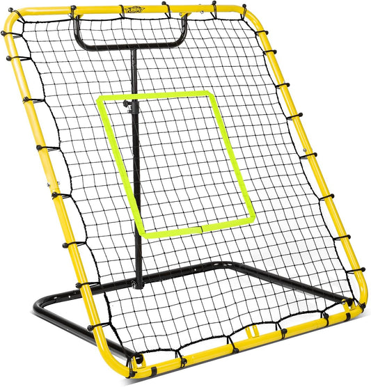 Baseball Rebounder Net - 4x4.5FT Baseball Pitchback Net for Pitching and Fielding Training, Angle Adjust Bounce Back Net