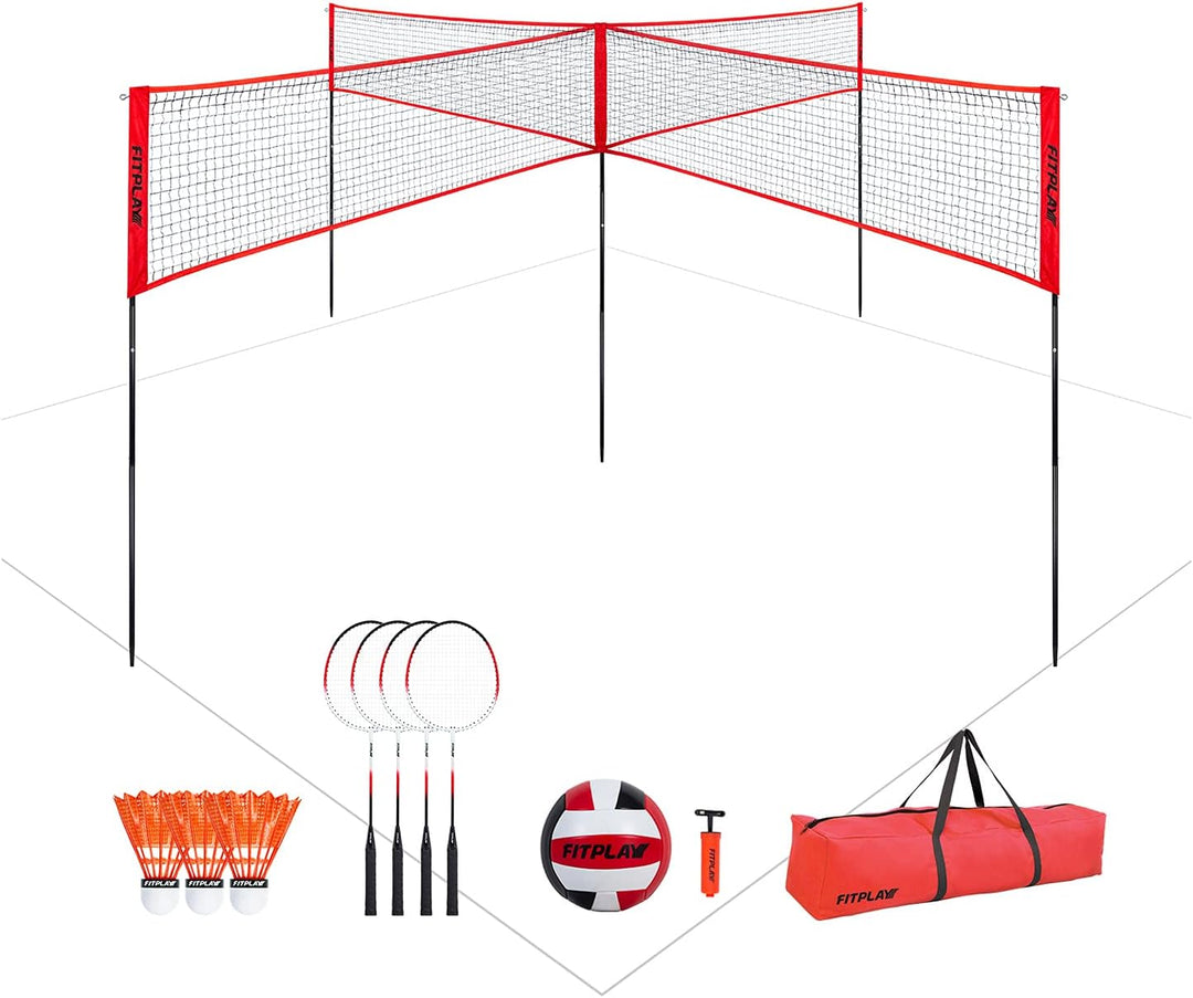 Portable & Easy Setup Badminton Volleyball Nylon Sports Net With Poles – Sunny Outdoor US