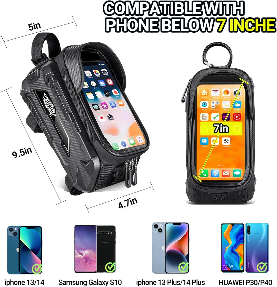 Bike Bag,Waterproof Top Tube Bike Phone Bag With Rain Cover,Front Frame Bag 2L Large Capacity Handlebar Bag Bicycle Bag Bike Accessories Compatible Phones Under 7” - PlayaPut