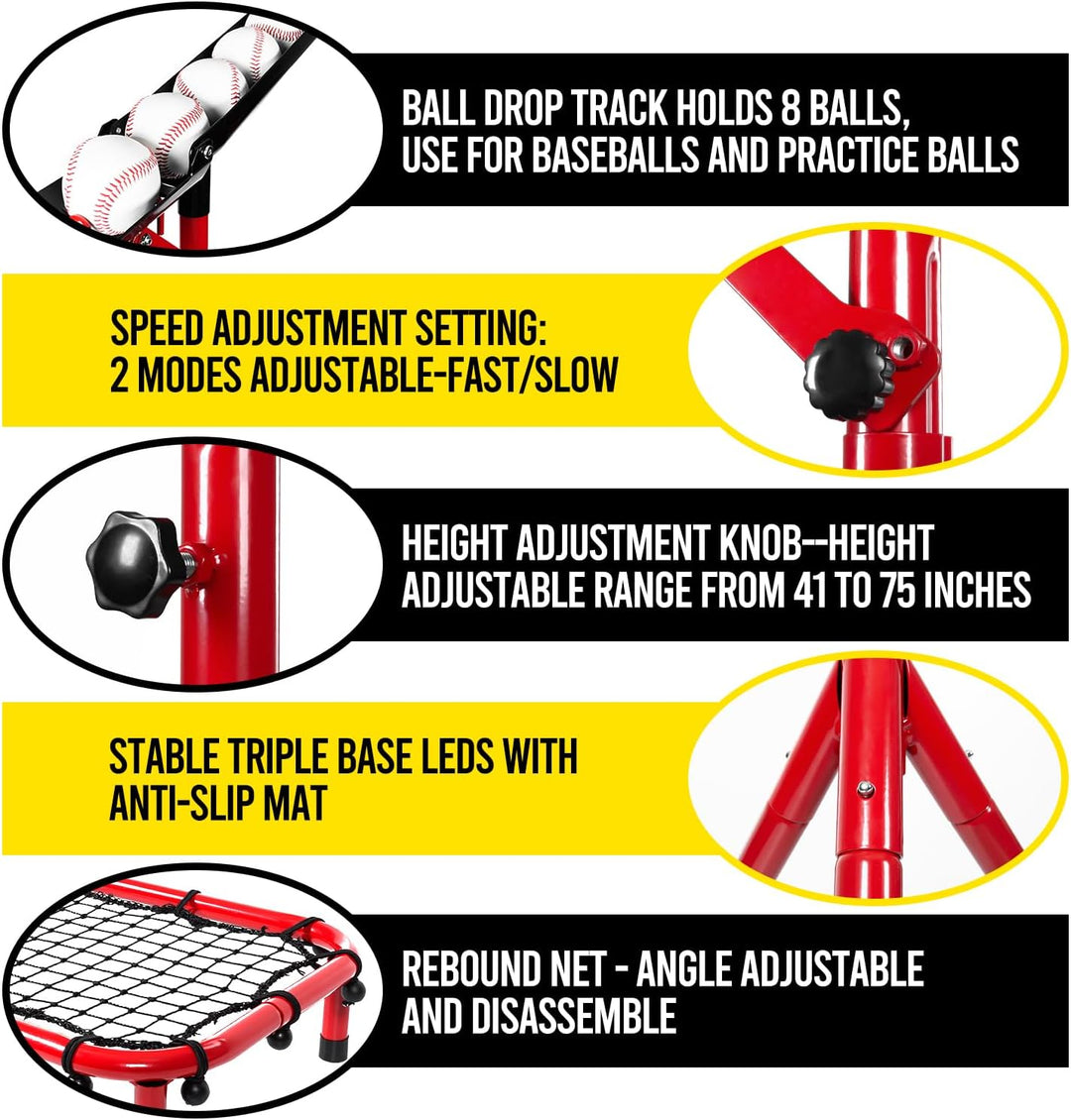 PLAYAPUT Professional Baseball Soft Toss Drop Machine with Rebound Net, Can Hold Up to 8 Balls