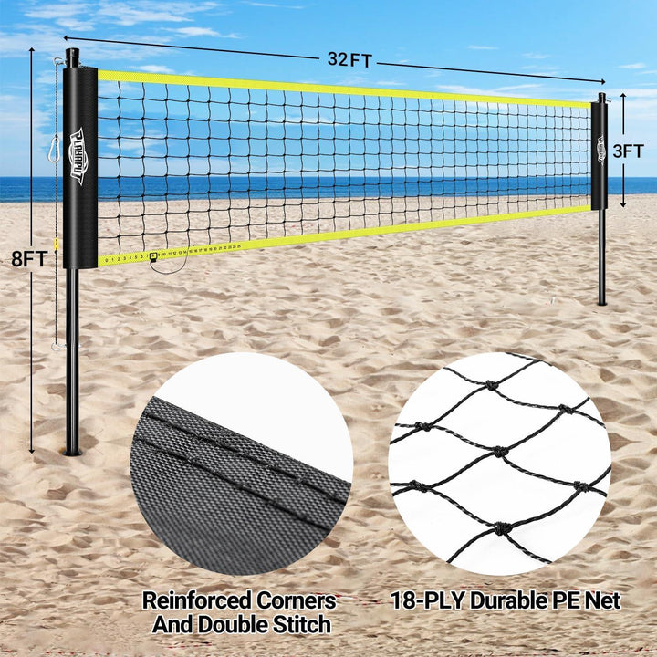 PLAYAPUT Portable Height Adjustable Volleyball Net System - PlayaPut