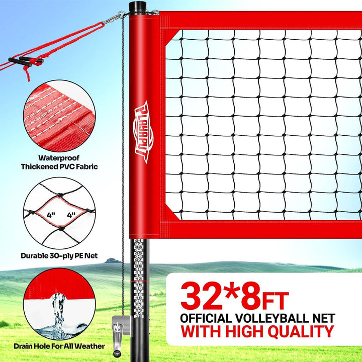 PLAYAPUT Outdoor Professional Volleyball Net System, Aluminum Poles with Scoring System and Anti-Sag Winch - PlayaPut