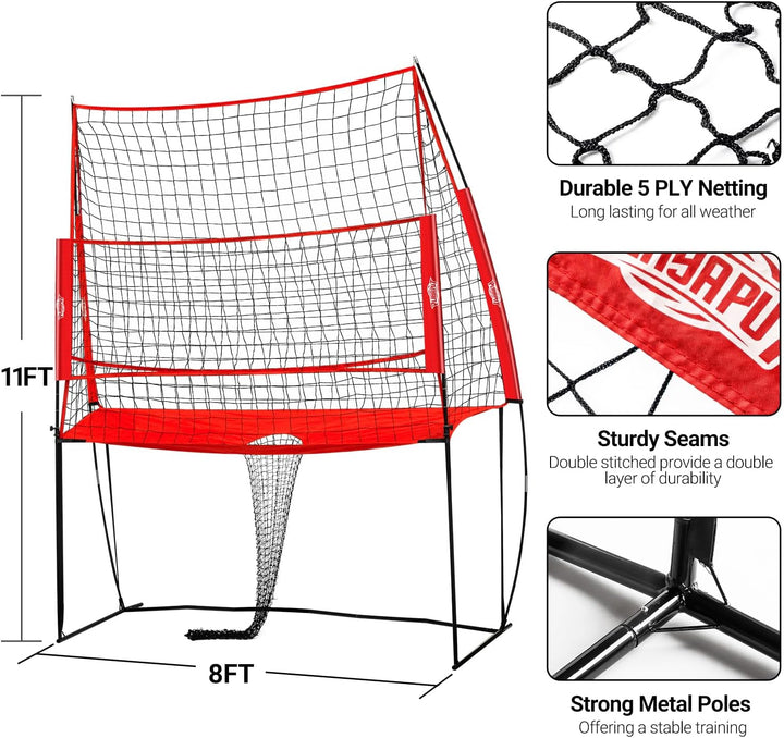 Volleyball Training Equipment Net with Carryingbag, Easy Assembly & Storage Great, Height Adjustable Volleyball Practice Net Station for Serving,Spiking, Hitting