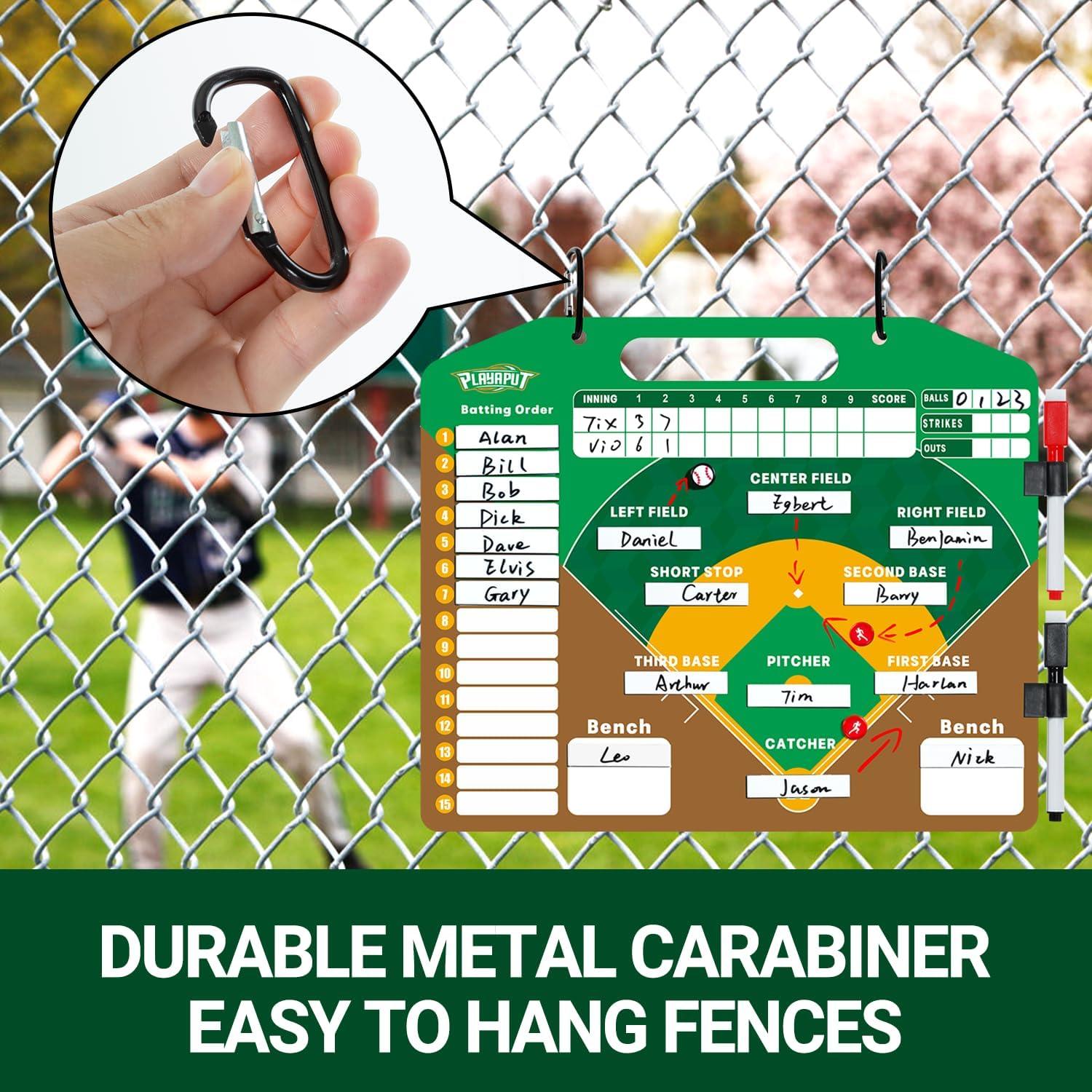 PLAYAPUT Magnetic Baseball Lineup Board, Dry Erase Baseball Clipboard for Coaches with 6 Discs,30 Lineup Cards,2 Markers and Holders, Easy Carry Baseball/Softball Lineup Board for Dugout - PlayaPut