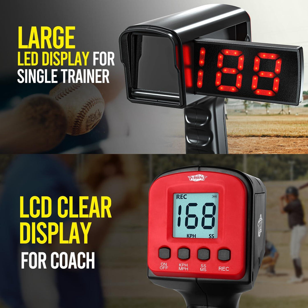 PLAYAPUT Baseball Radar Gun - Baseball Speed Training Equipment With LED+LCD And Deluxe Tripod - PlayaPut