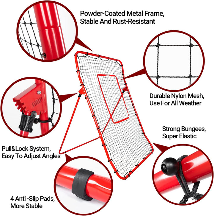 FITPLAY 6x4Ft Baseball/Softball Pitching Return Net with Strike Zone