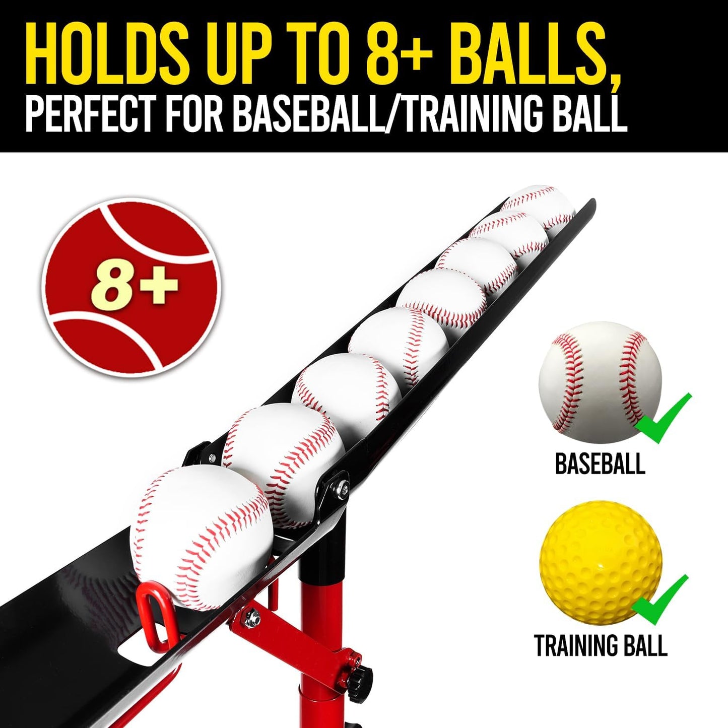PLAYAPUT Baseball Soft Toss Drop Machine with Rebound Net,Slide Down Speed and Height Adjustable Baseball Pitching Machine for Professional,Can Hold Up to 8 Balls | Included Carrybag