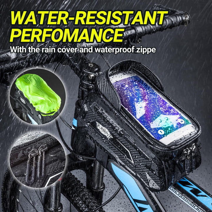 Bike Bag,Waterproof Top Tube Bike Phone Bag With Rain Cover,Front Frame Bag 2L Large Capacity Handlebar Bag Bicycle Bag Bike Accessories Compatible Phones Under 7” - PlayaPut