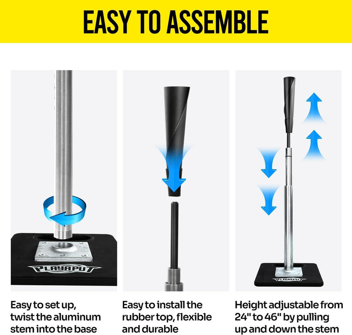 PLAYAPUT Portablel Baseball Batting Tee for Baseball/Softball with Handrolled Flexible Rubber Top - PlayaPut