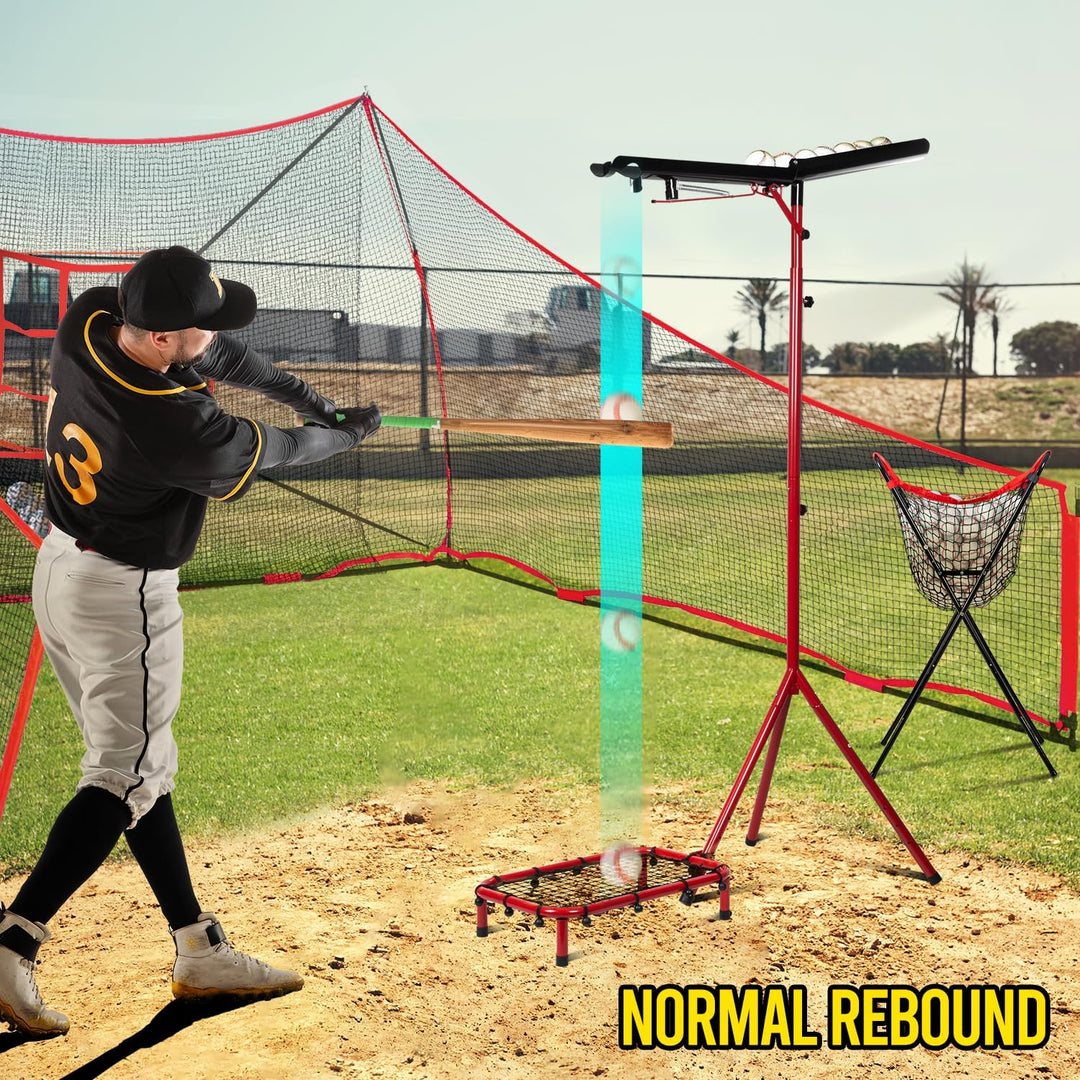 PLAYAPUT Professional Baseball Soft Toss Drop Machine with Rebound Net, Can Hold Up to 8 Balls