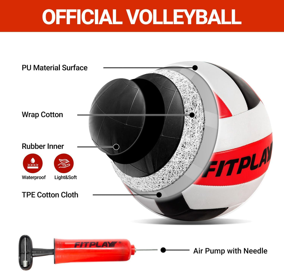 FITPLAY Professional Volleyball Net Set with Anti-Sag System and Waterproof CarryBag