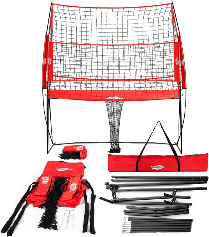 Volleyball Training Equipment Net with Carryingbag, Easy Assembly & Storage Great, Height Adjustable Volleyball Practice Net Station for Serving,Spiking, Hitting