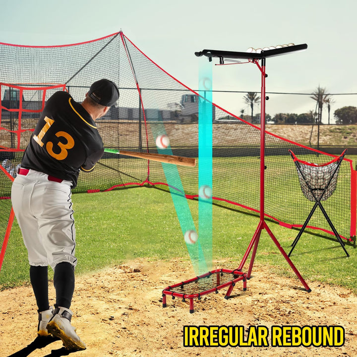 PLAYAPUT Professional Baseball Soft Toss Drop Machine with Rebound Net, Can Hold Up to 8 Balls