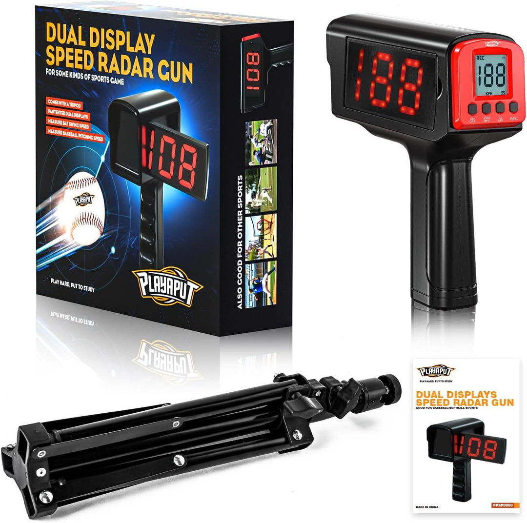 PLAYAPUT Baseball Radar Gun - Baseball Speed Training Equipment With LED+LCD And Deluxe Tripod - PlayaPut