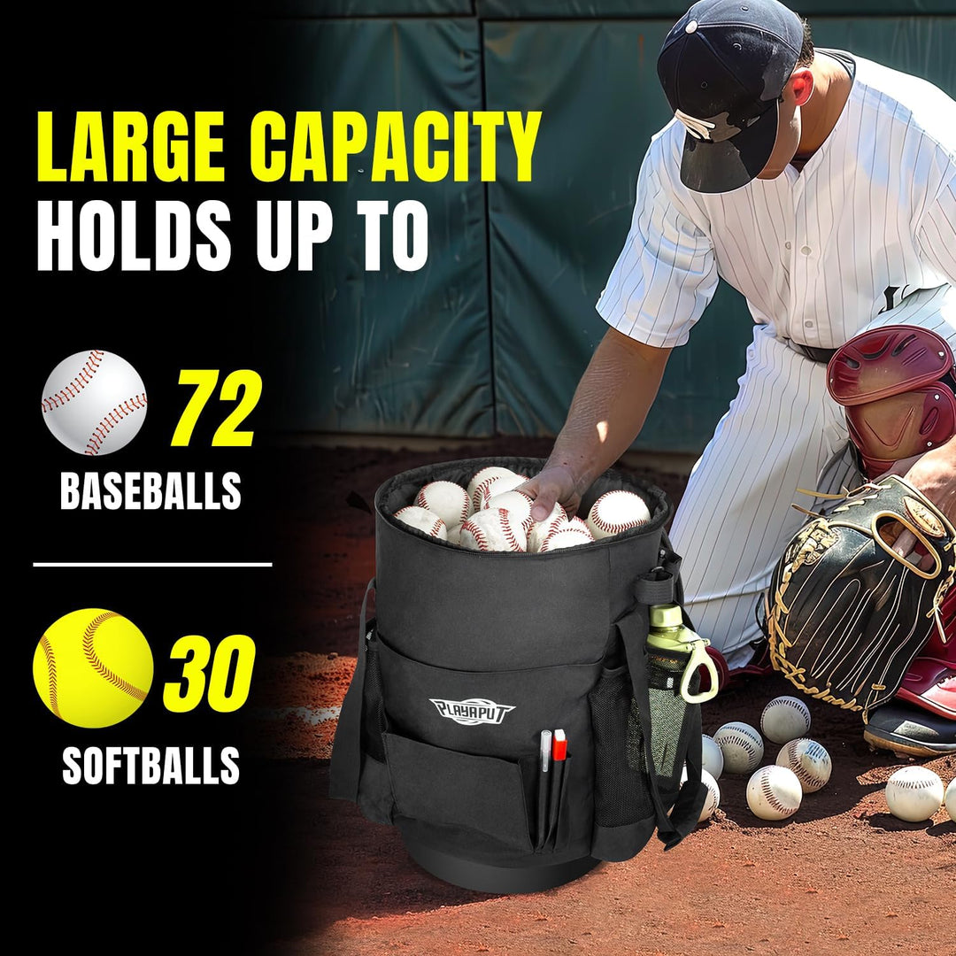 Baseball Bucket Bag,Large Capacity Holds Up To 72 Baseballs and 30 Softballs