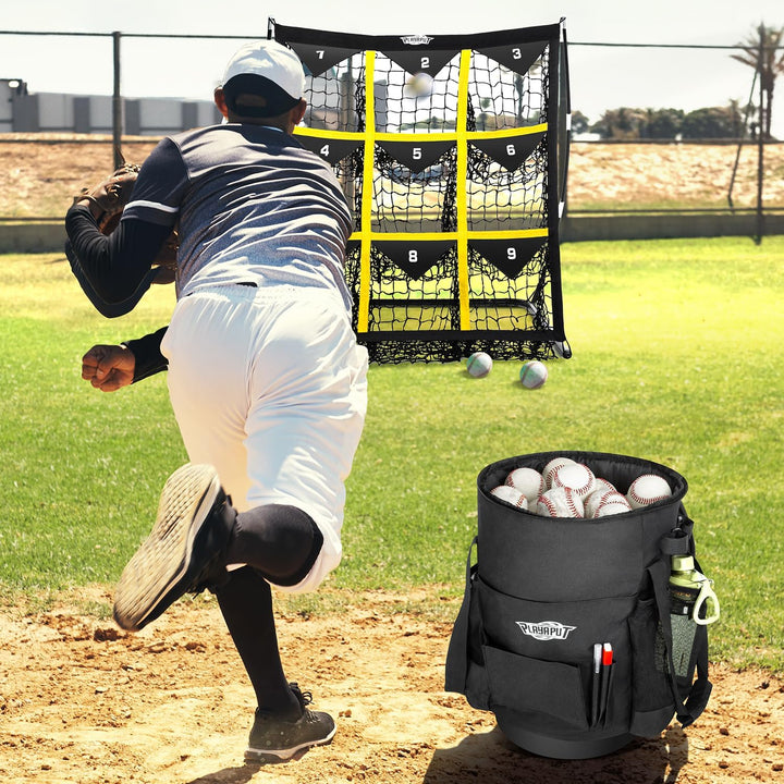 Baseball Bucket Bag,Large Capacity Holds Up To 72 Baseballs and 30 Softballs