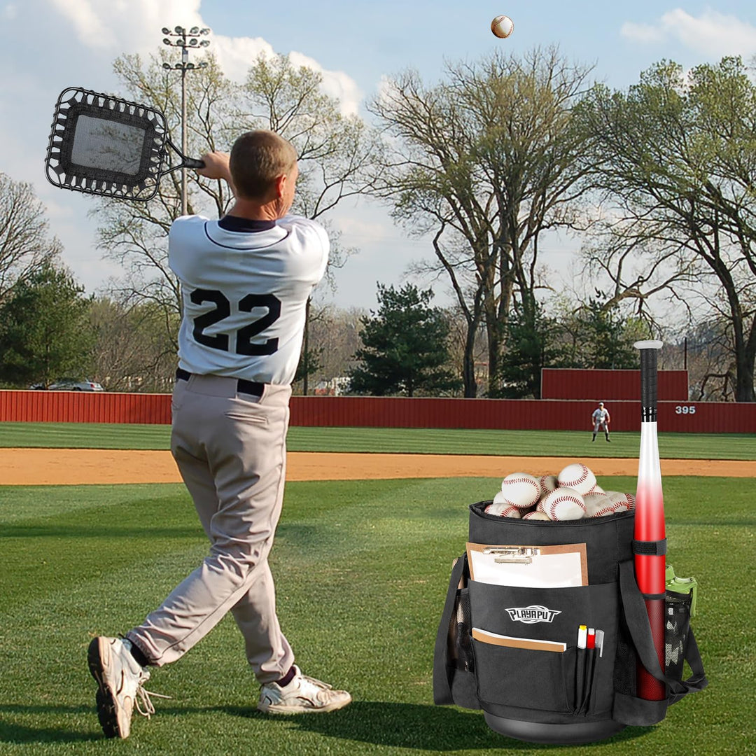 Baseball Bucket Bag,Large Capacity Holds Up To 72 Baseballs and 30 Softballs