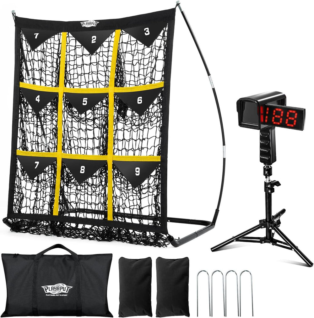 PLAYAPUT Baseball Pitching Net & Radar Speed Gun Combo Set for Baseball and Softball - PlayaPut