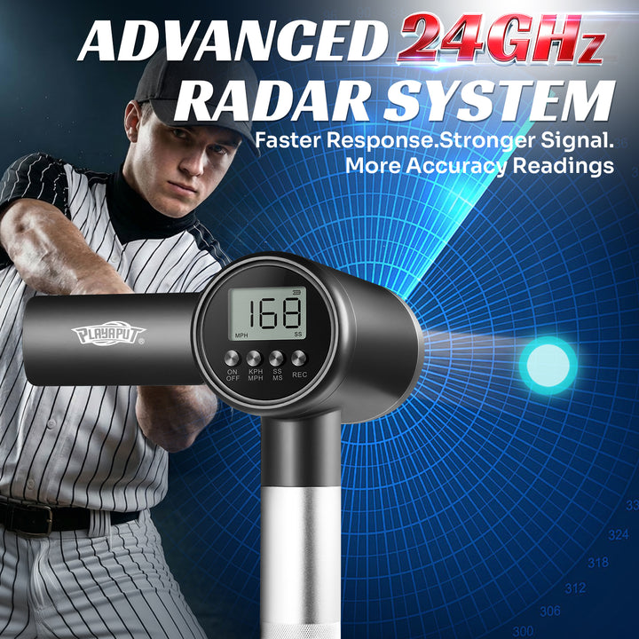 PLAYAPUT Upgrade Baseball Radar Gun with Tripod,LED + LCD Dual Display