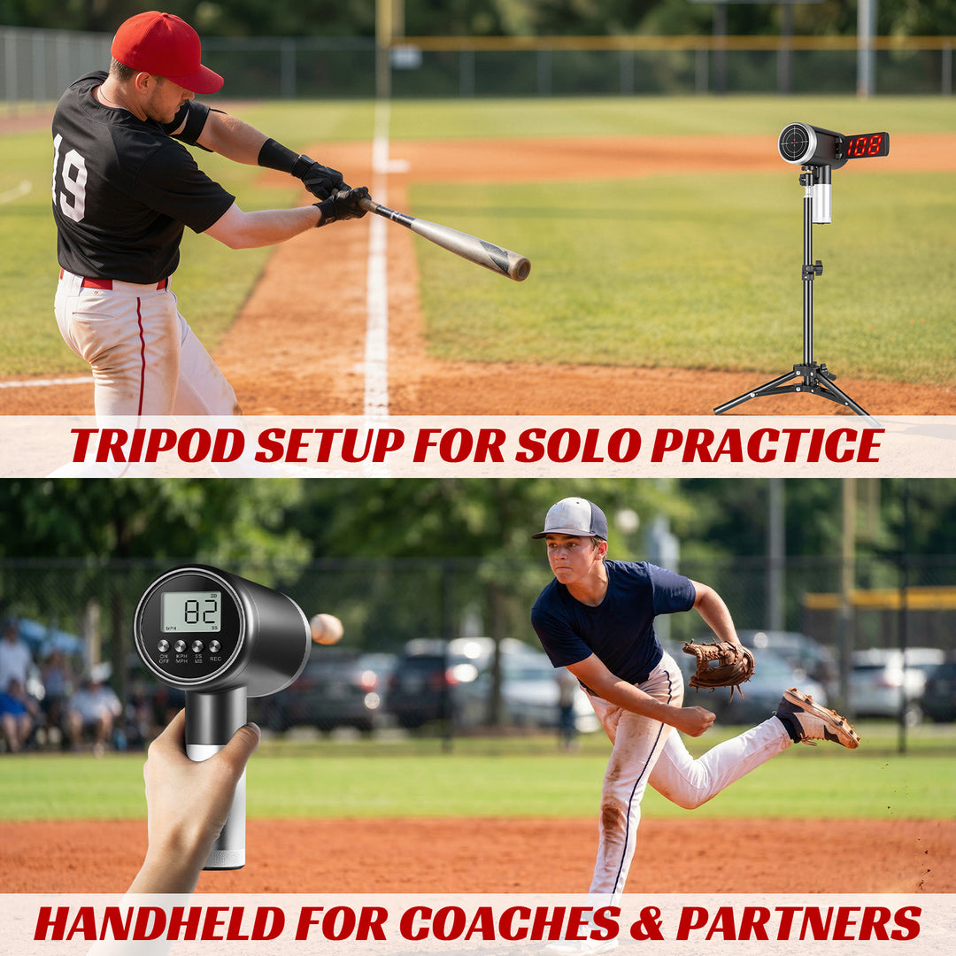 PLAYAPUT Upgrade Baseball Radar Gun with Tripod,LED + LCD Dual Display