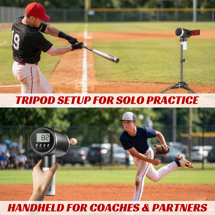PLAYAPUT Upgrade Baseball Radar Gun with Tripod,LED + LCD Dual Display