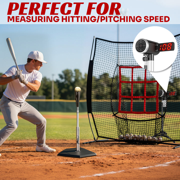 PLAYAPUT Upgrade Baseball Radar Gun with Tripod,LED + LCD Dual Display