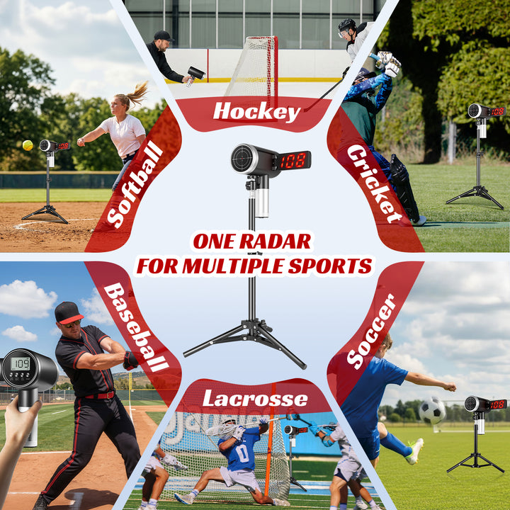 PLAYAPUT Upgrade Baseball Radar Gun with Tripod,LED + LCD Dual Display