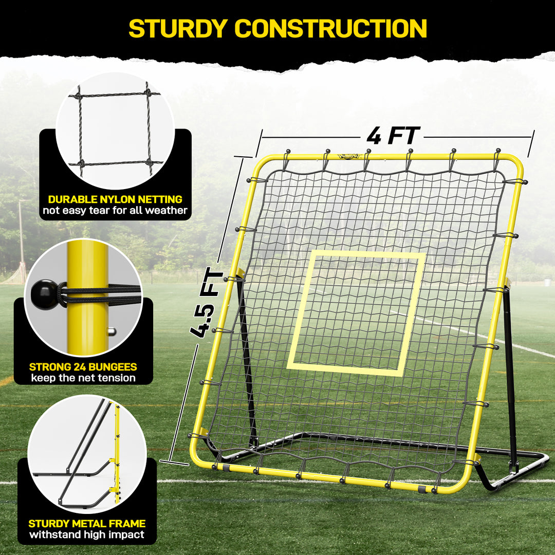 PLAYAPUT Baseball & Softball Rebounder Net with Carry Bag,7 Angles Adjustable