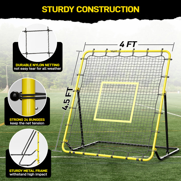 PLAYAPUT Baseball & Softball Rebounder Net with Carry Bag,7 Angles Adjustable