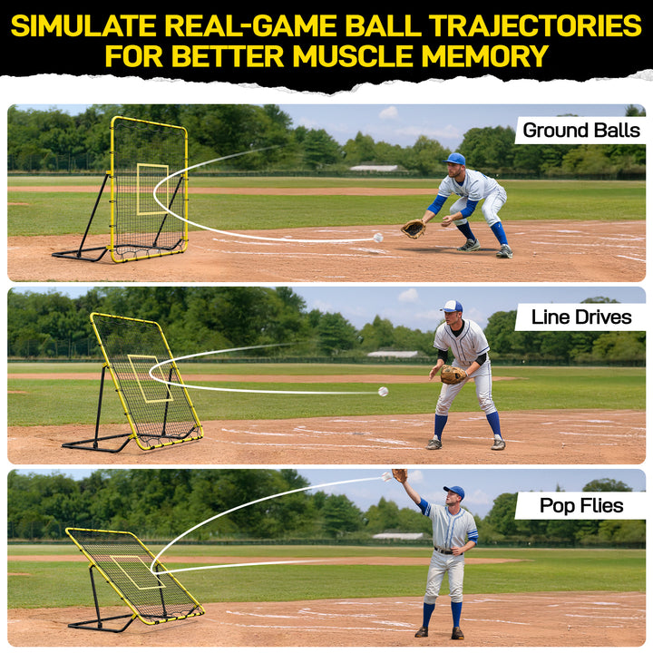PLAYAPUT Baseball & Softball Rebounder Net with Carry Bag,7 Angles Adjustable