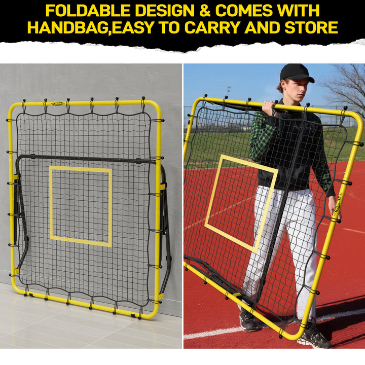 PLAYAPUT Baseball & Softball Rebounder Net with Carry Bag,7 Angles Adjustable