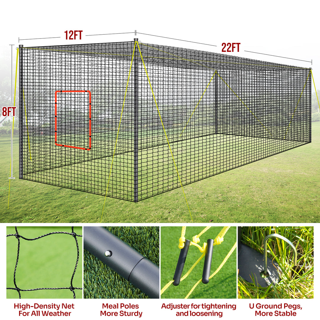 20FT Baseball Batting Cages with Frame and Net, Hitting and Pitching Practice