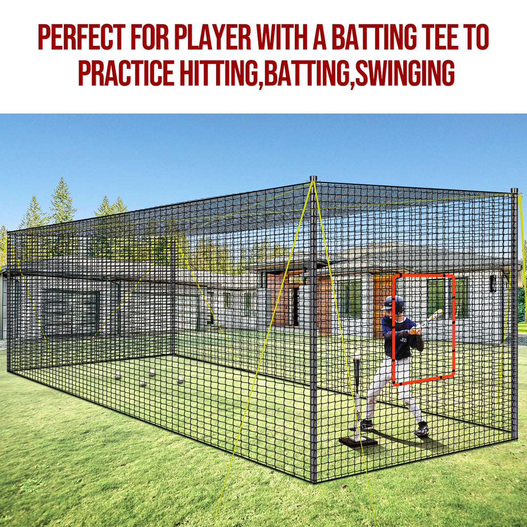 20FT Baseball Batting Cages with Frame and Net, Hitting and Pitching Practice