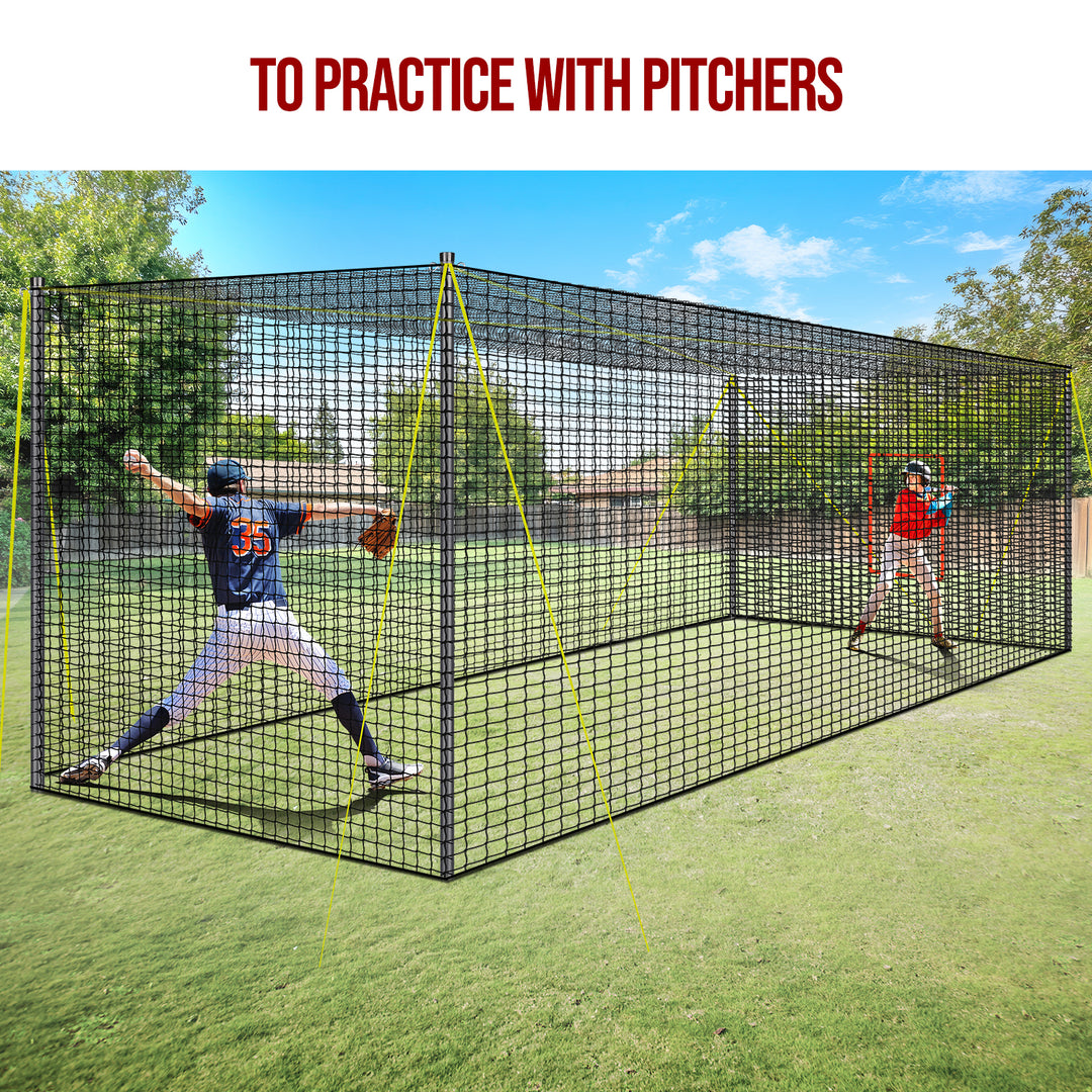 20FT Baseball Batting Cages with Frame and Net, Hitting and Pitching Practice