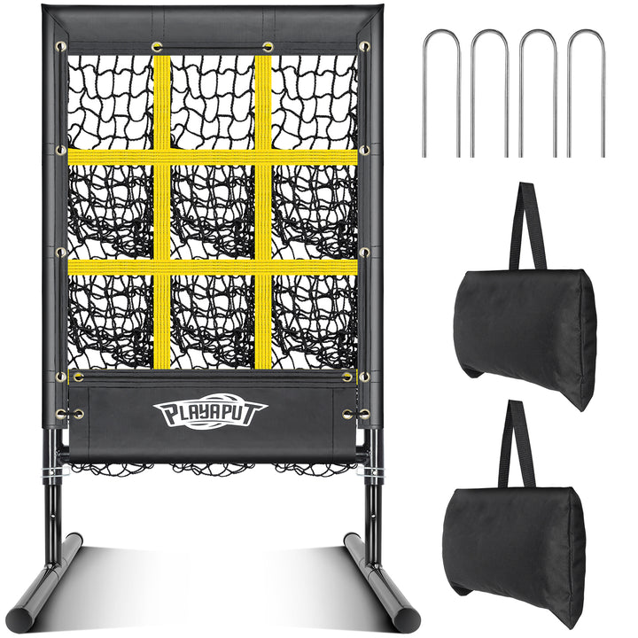 PLAYAPUT Pitching Net, 9 Hole Baseball Pitching Net with Strike Zone