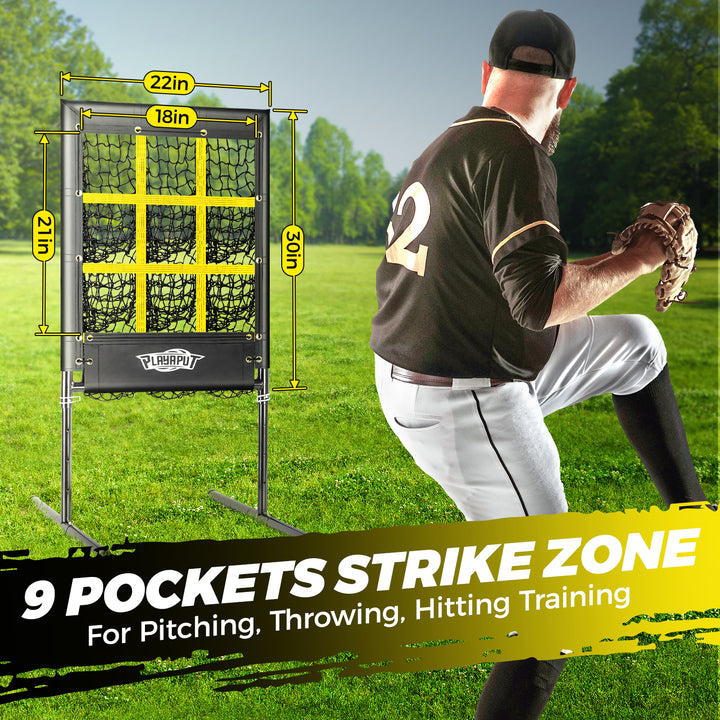 PLAYAPUT Pitching Net, 9 Hole Baseball Pitching Net with Strike Zone