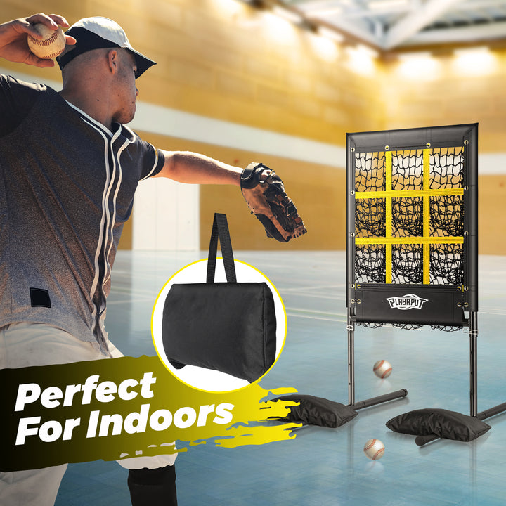 PLAYAPUT Pitching Net, 9 Hole Baseball Pitching Net with Strike Zone