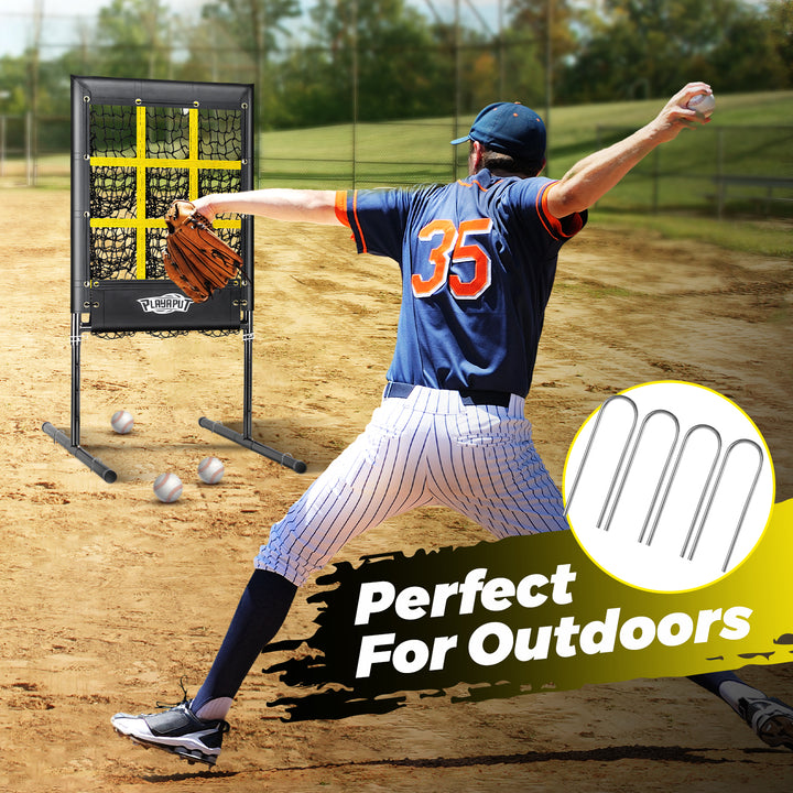 PLAYAPUT Pitching Net, 9 Hole Baseball Pitching Net with Strike Zone