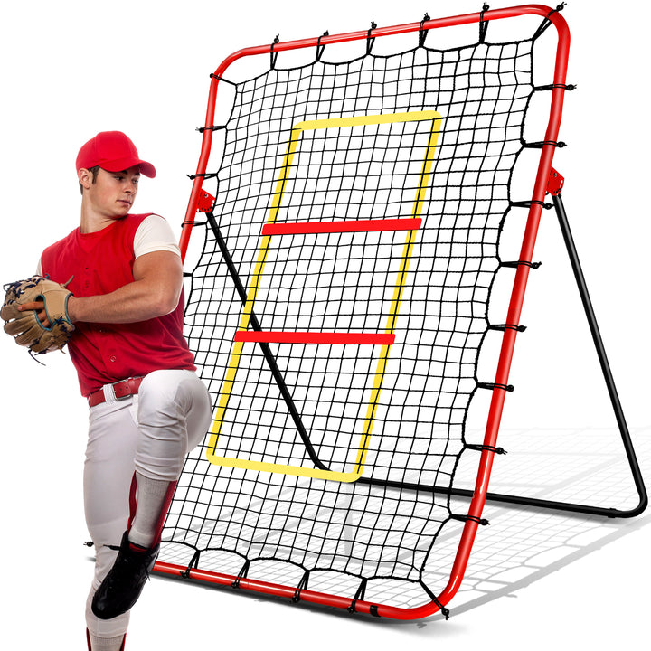 PLAYAPUT  Baseball Rebounders + Pitchback Net,Adjustable 5 Angle Pitch Return Trainer