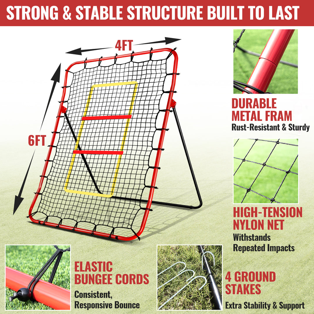PLAYAPUT  Baseball Rebounders + Pitchback Net,Adjustable 5 Angle Pitch Return Trainer
