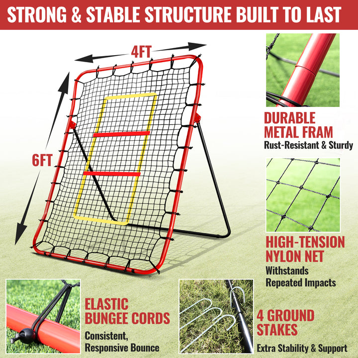 PLAYAPUT  Baseball Rebounders + Pitchback Net,Adjustable 5 Angle Pitch Return Trainer