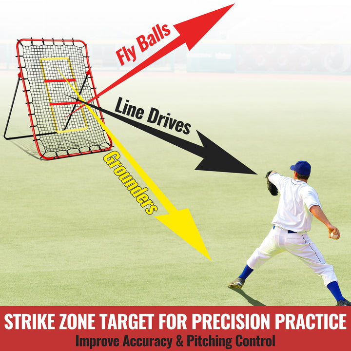 PLAYAPUT  Baseball Rebounders + Pitchback Net,Adjustable 5 Angle Pitch Return Trainer