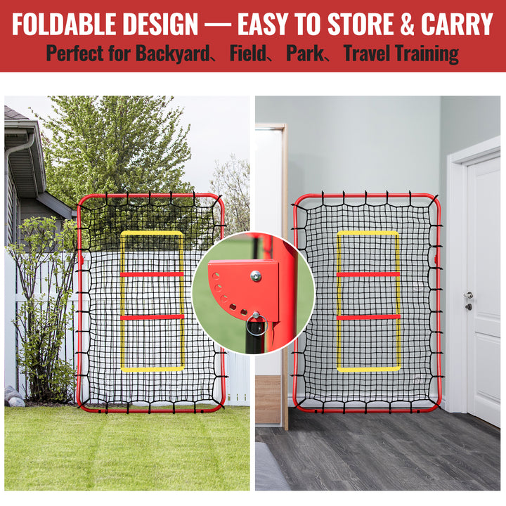 PLAYAPUT  Baseball Rebounders + Pitchback Net,Adjustable 5 Angle Pitch Return Trainer