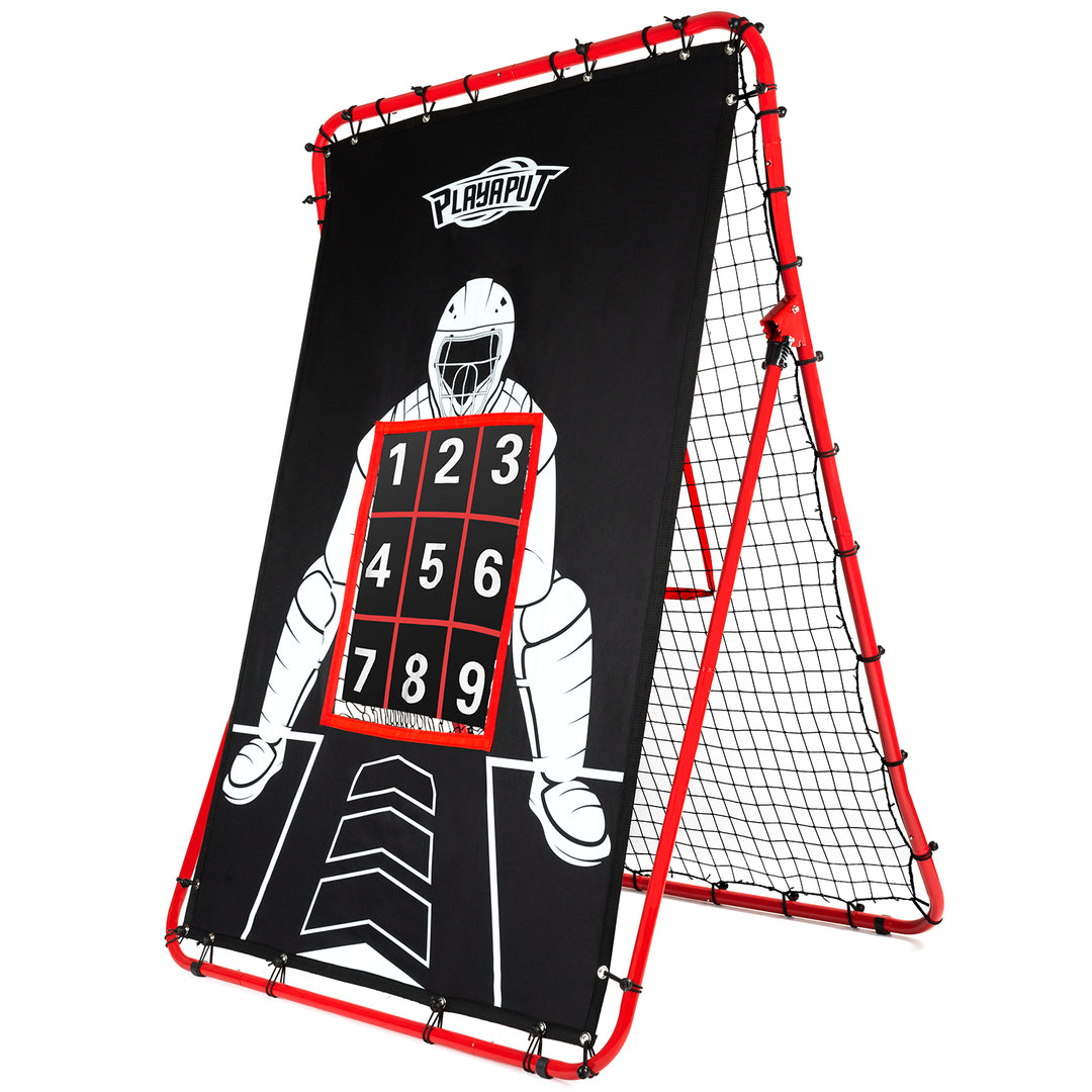 PLAYAPUT 2 in 1 Baseball Rebouder Net and Pitching Net, Adjustable Pitch Back Baseball Rebounder with Strike Zone,Baseball Bounce Back Net